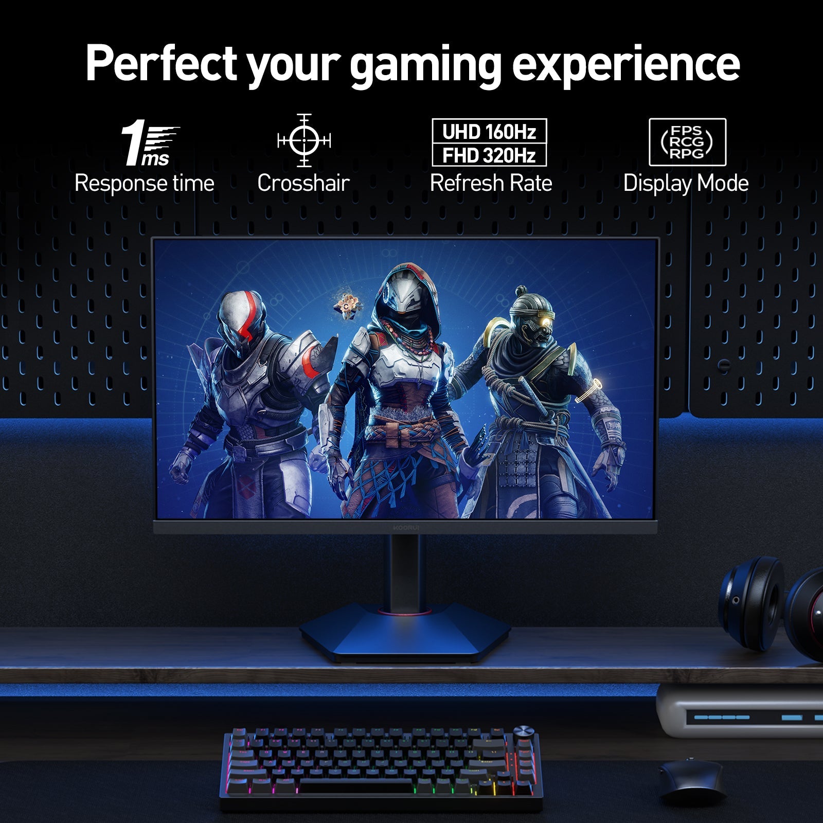 KOORUI G2741L 27-inch IPS 4K UHD Dual-Mode 160Hz+UHD/320Hz+FHD Gaming Monitor