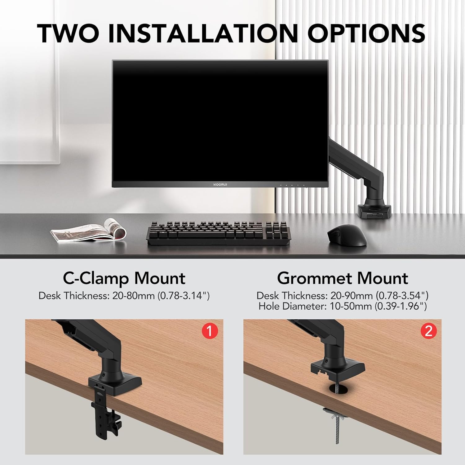 KOORUI KR20Y Desk Mount Single Adjustable Monitor Arm