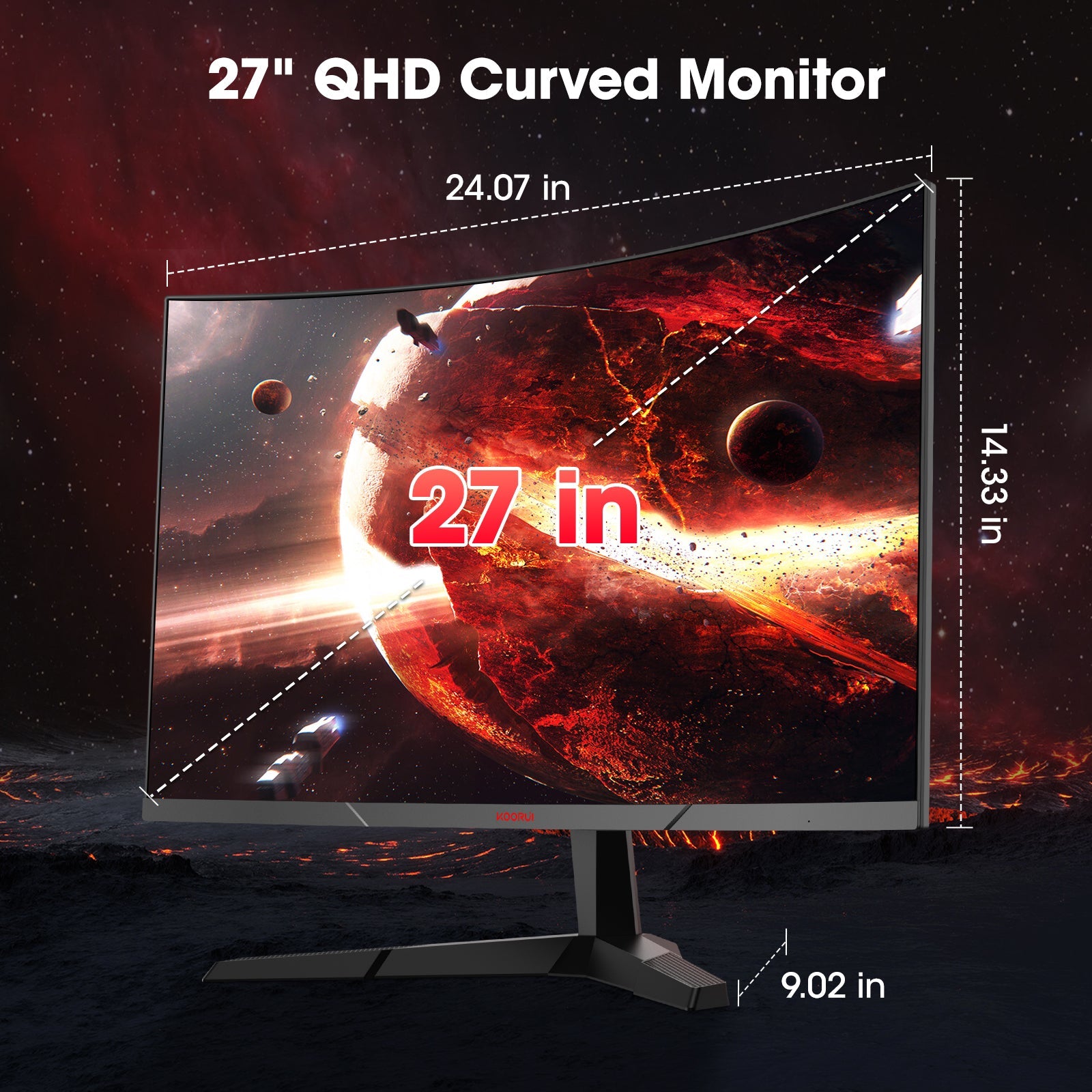 KOORUI 27E6QCA 27-inch VA QHD 180Hz Curved Gaming Monitor