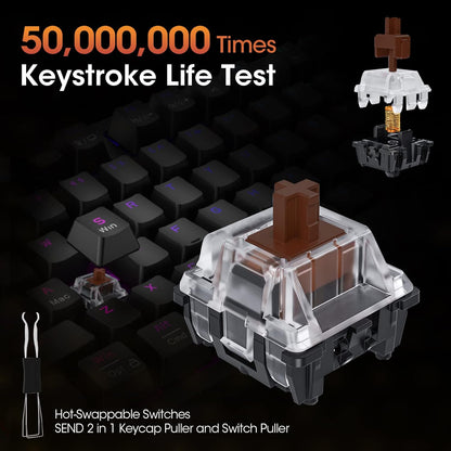 KOORUI MK104 Brown Wired Mechanical Gaming Keyboard