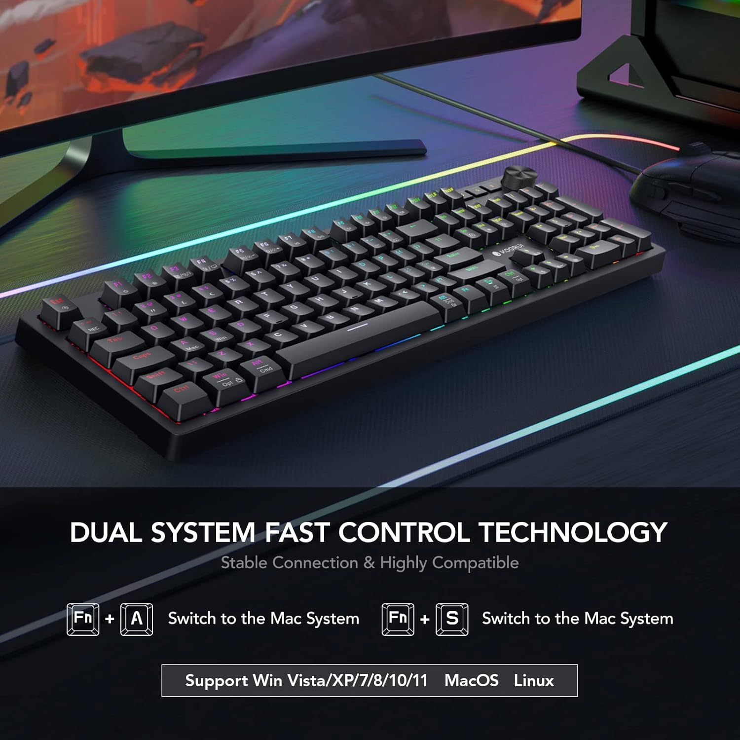 KOORUI MK104 Blue Wired Mechanical Gaming Keyboard