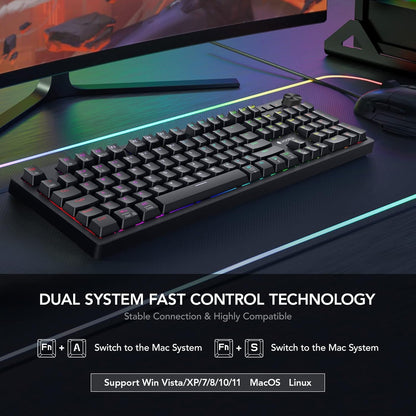 KOORUI MK104 Blue Wired Mechanical Gaming Keyboard